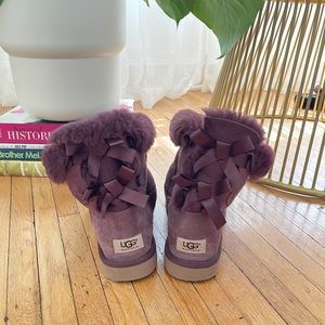 Purple UGGs with ribbons